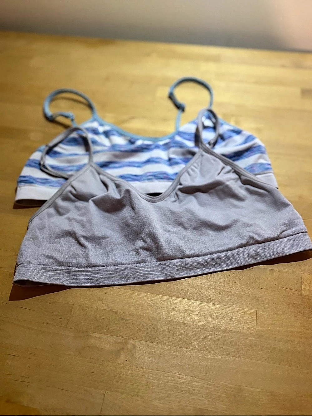 Oh Soft Striped Bralettes in Gray & Blue/White Stripes